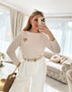 Baumwoll Oberteil mit flauschigem Herz : Beige