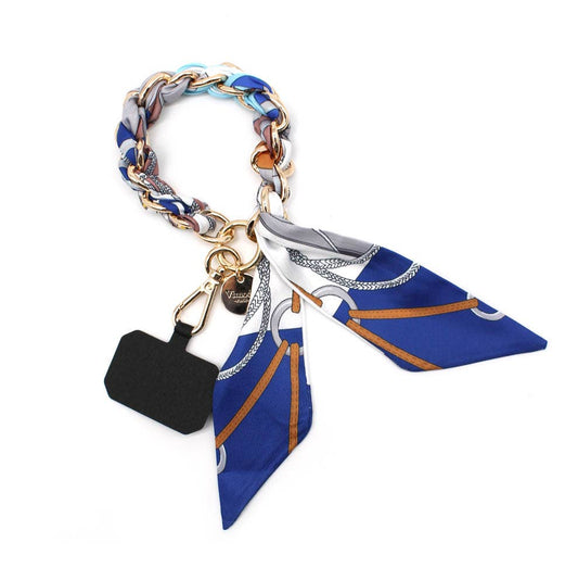 Tragbares Armband – Kette & Schal: Weiß-Blau