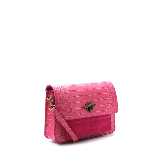 Nina Schultertasche mit Biene : Fuchsie
